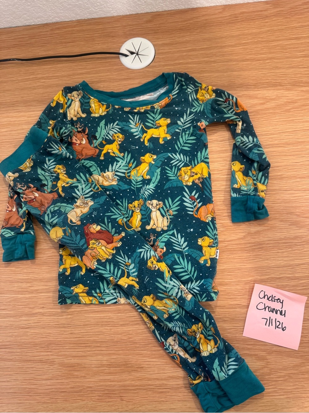 Little Sleepies lion king Teal Lion Cub Pajama Set with Jungle Print